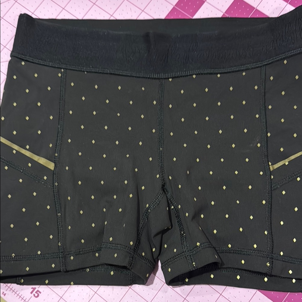 lululemon athletica Black Shorts with Gold Accents